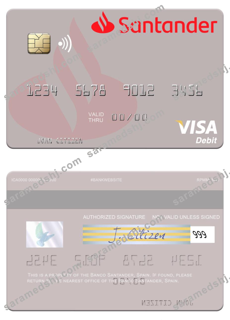 Spain Banco Santander visa debit card
